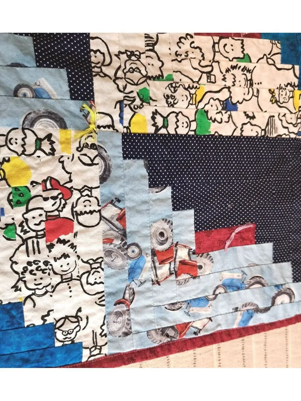 Vintage 1990's Handmade Children's Crib or Lap Quilt Tractors 24